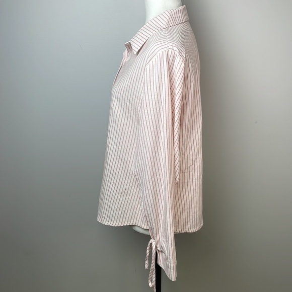 boohoo Red/White Pinstripe Button Up Long Sleeve Sz 10 - Picture 5 of 7